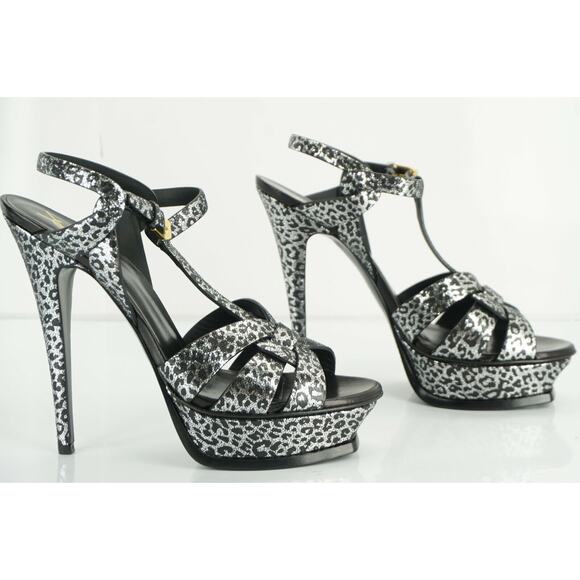 Saint Laurent Leopard Spotted Tribute T strap Platform Sandal SZ 40 10 New $995 - Picture 10 of 11